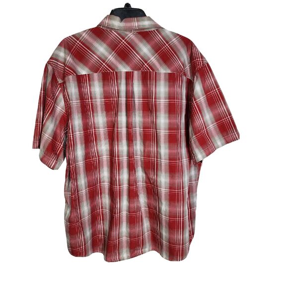 Haband Men Shirt Size XL Short Sleeve Pearl Snap Front Red Plaid Pockets Western - Picture 2 of 10